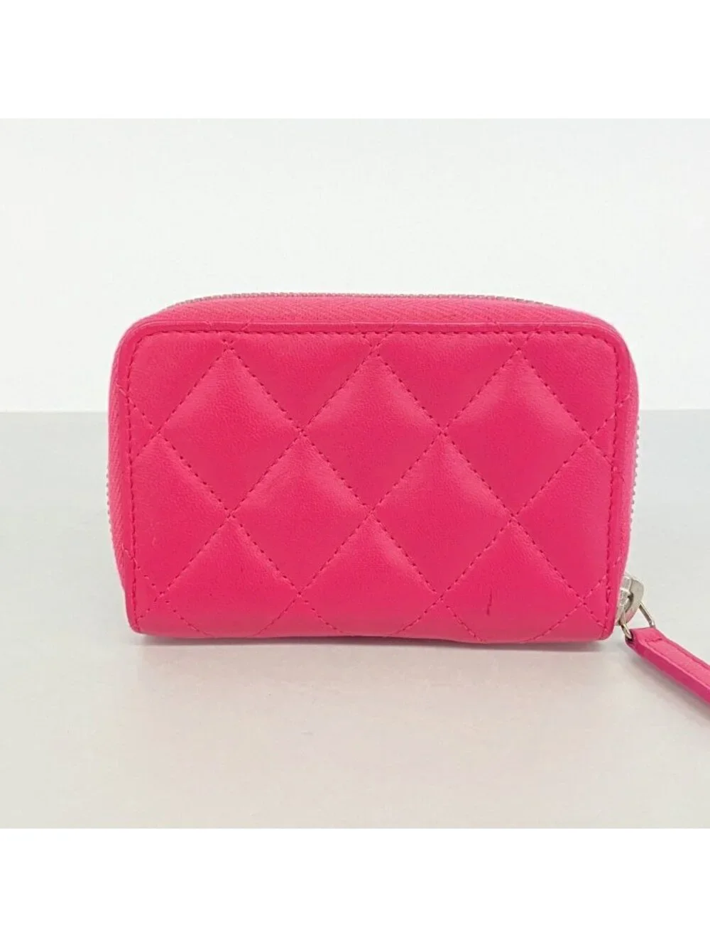 Chanel Coin Case Quilted Lambskin Pink Silver